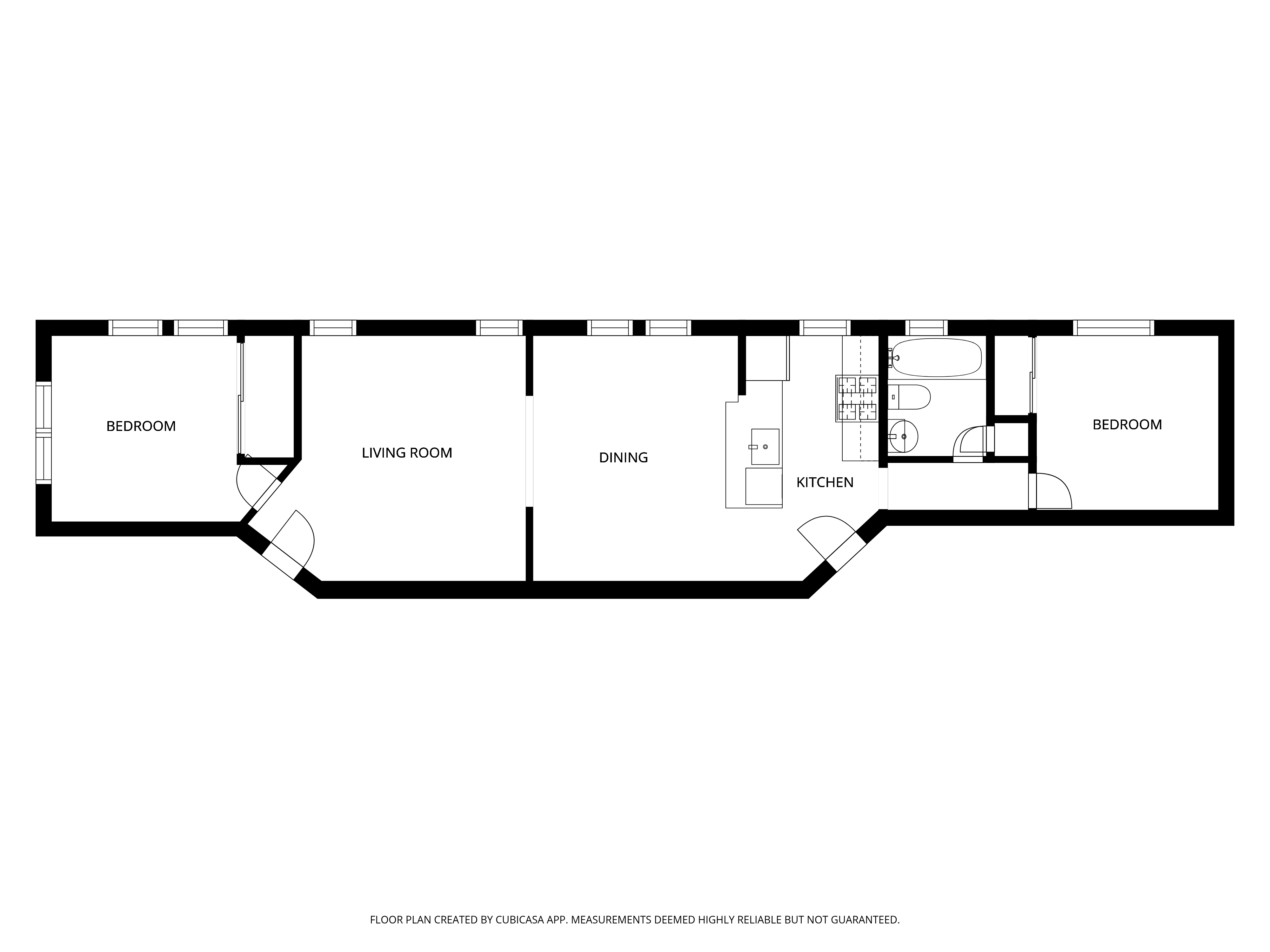 Floor plan for 2 beds, 1 bath, 790 sqft